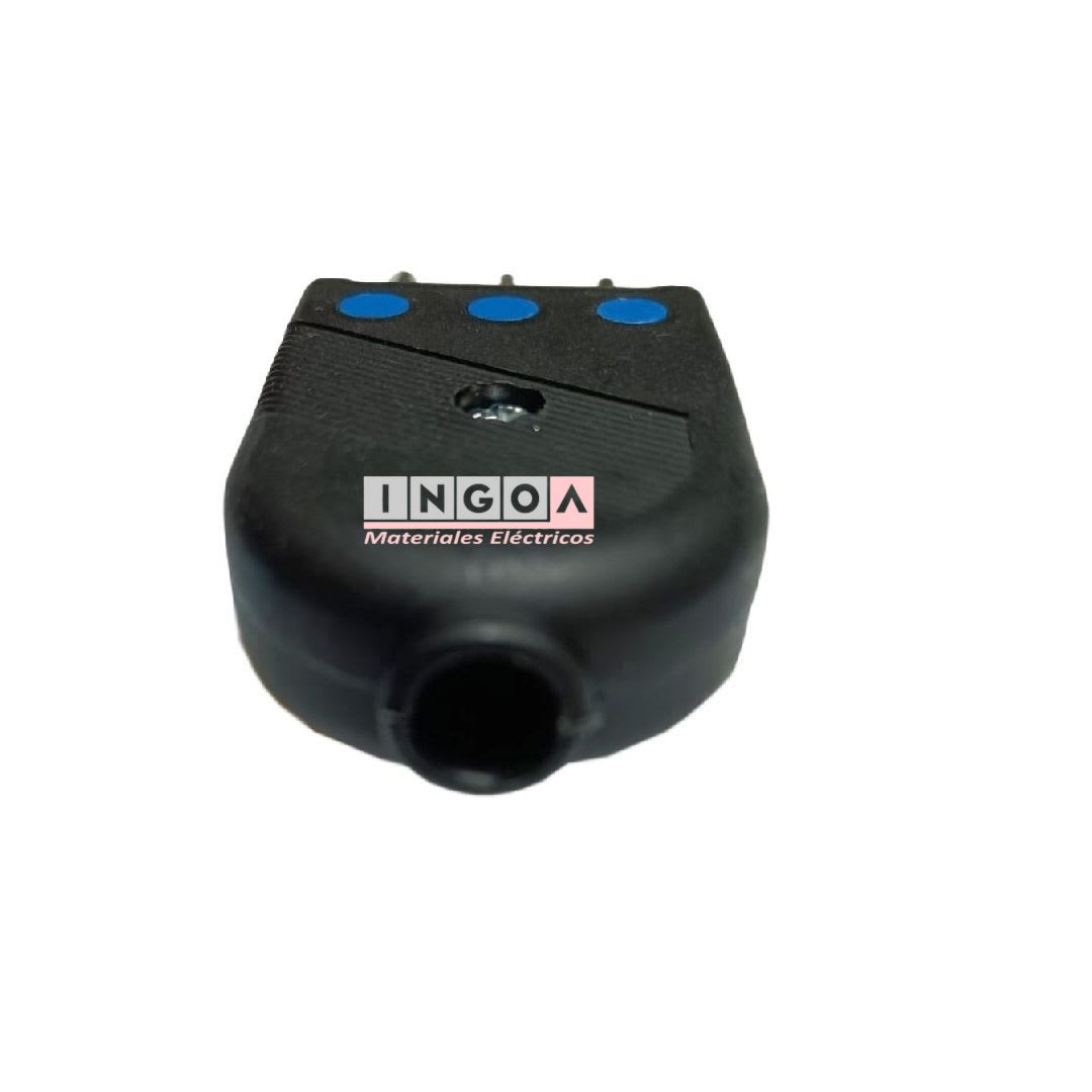 Enchufe Macho Volante Convertible 2P+T 10A 250V Dom. Negro - Stanford8