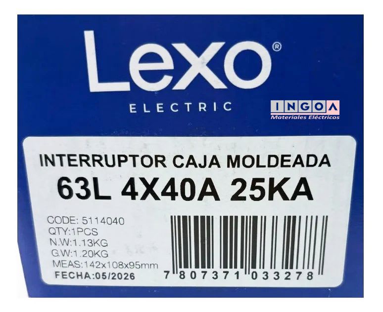 Interruptor Automatico Caja Moldeada 4x40A 35KA Lexo - Vista 7