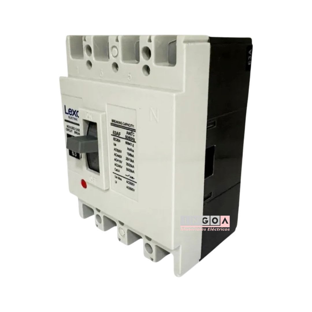 Interruptor Automatico Caja Moldeada 4x63A 35KA Lexo - Vista 3