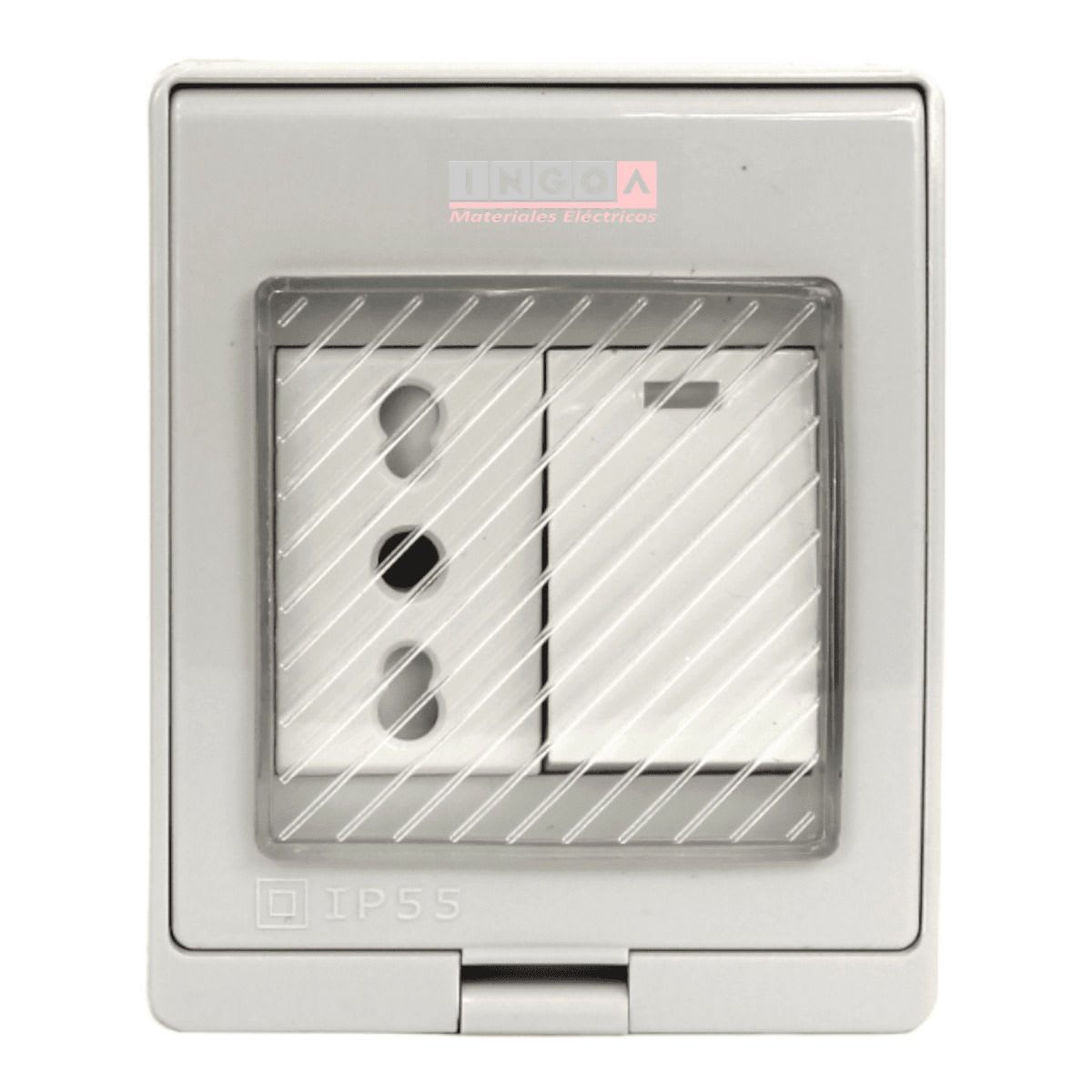 Hidrobox Interperie con Interruptor 9/12+Enchufe 10/16A 250V IP55 Vellmax2