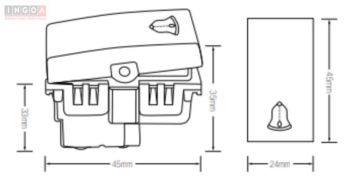 Modulo Pulsador Timbre 10A 250V Blanco - Lexo5