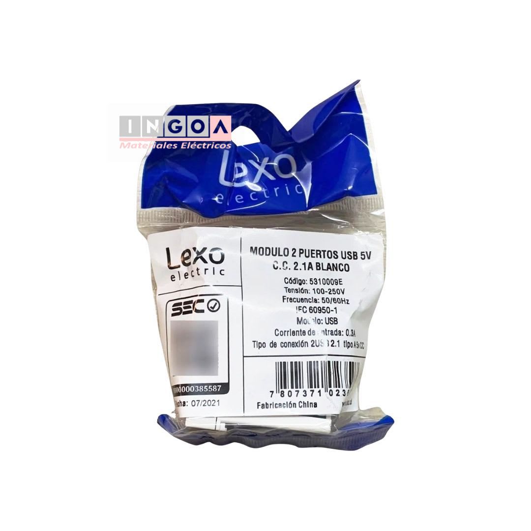 Modulo Enchufe USB 5V Blanco - Lexo7