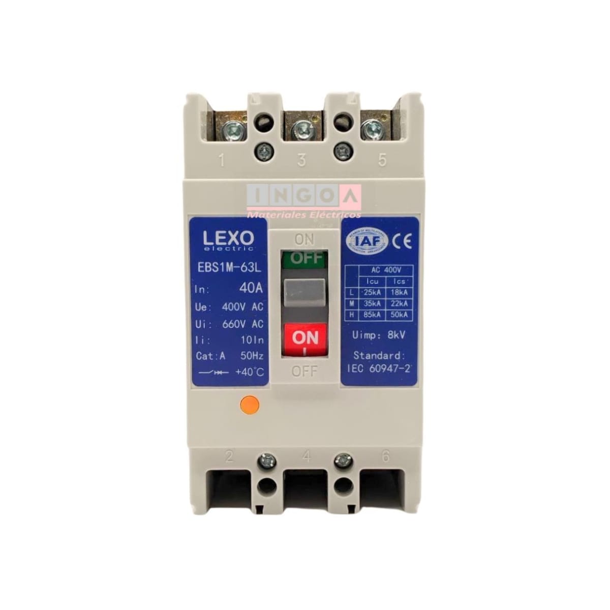 Interruptor Automatico Caja Moldeada 3x40A 25KA Lexo - Vista 4