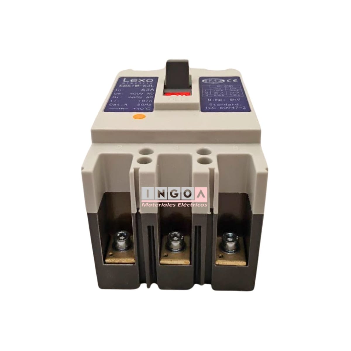 Interruptor Automatico Caja Moldeada 3x63A 25KA Lexo - Vista 4