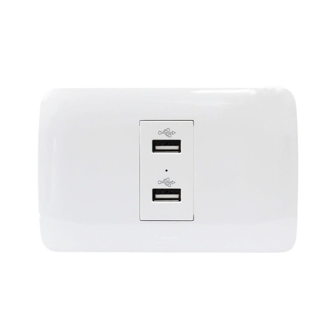 Enchufe Toma Doble USB Emb. 5V C.C. 1100MA Blanco Lexo 0