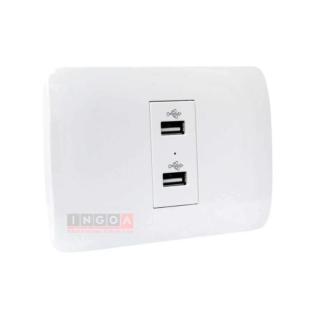 Enchufe Toma Doble USB Emb. 5V C.C. 1100MA Blanco Lexo2