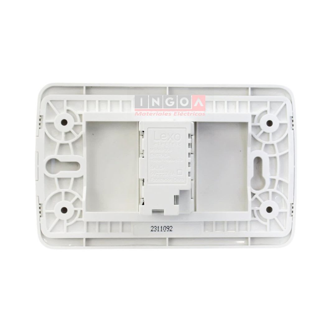 Enchufe Toma Doble USB Emb. 5V C.C. 1100MA Blanco Lexo4