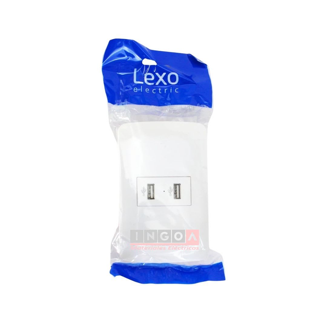 Enchufe Toma Doble USB Emb. 5V C.C. 1100MA Blanco Lexo5