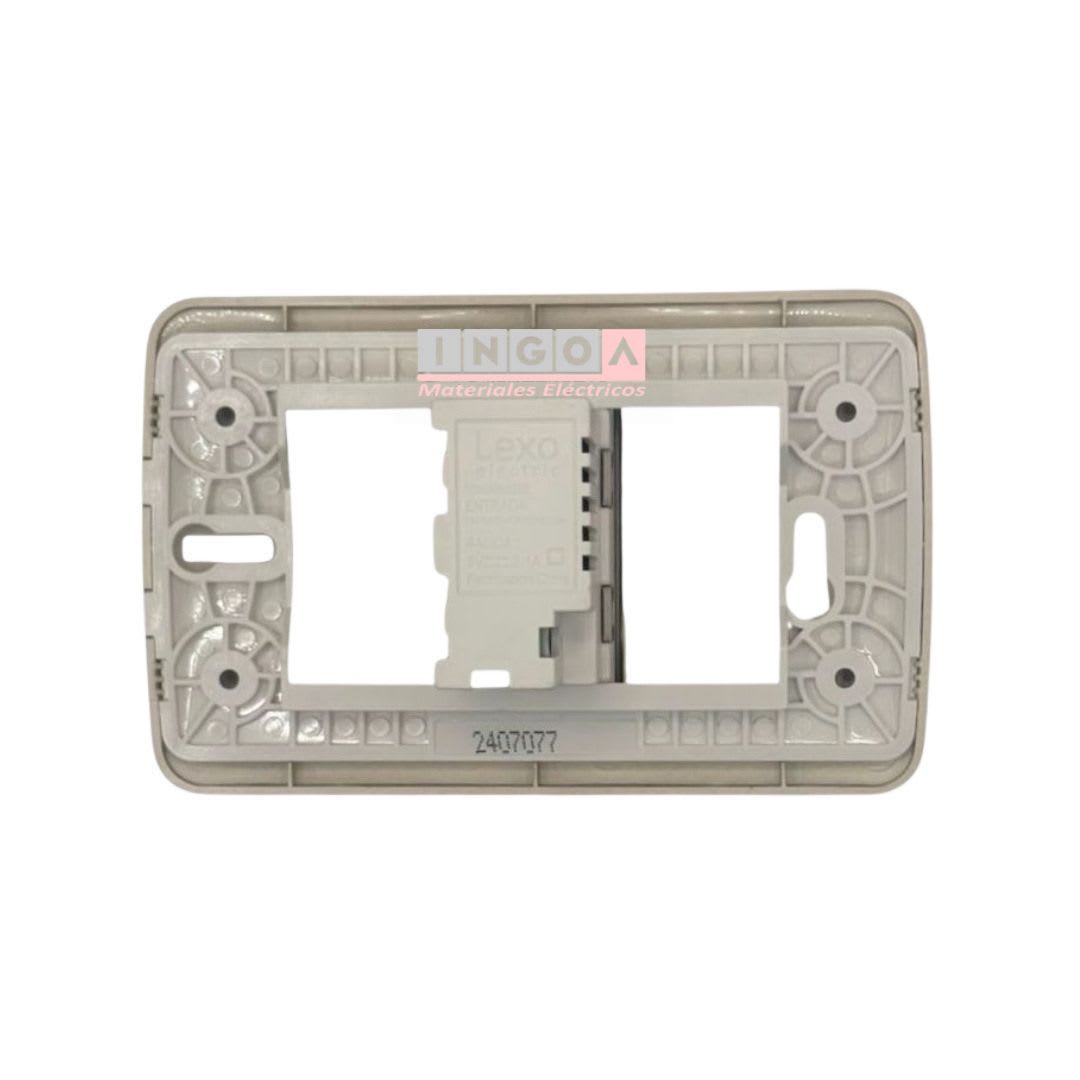 Enchufe Toma Doble USB Emb. 5V C.C. 1100MA Mod. Beige Placa Titanio Lexo - Vista 4