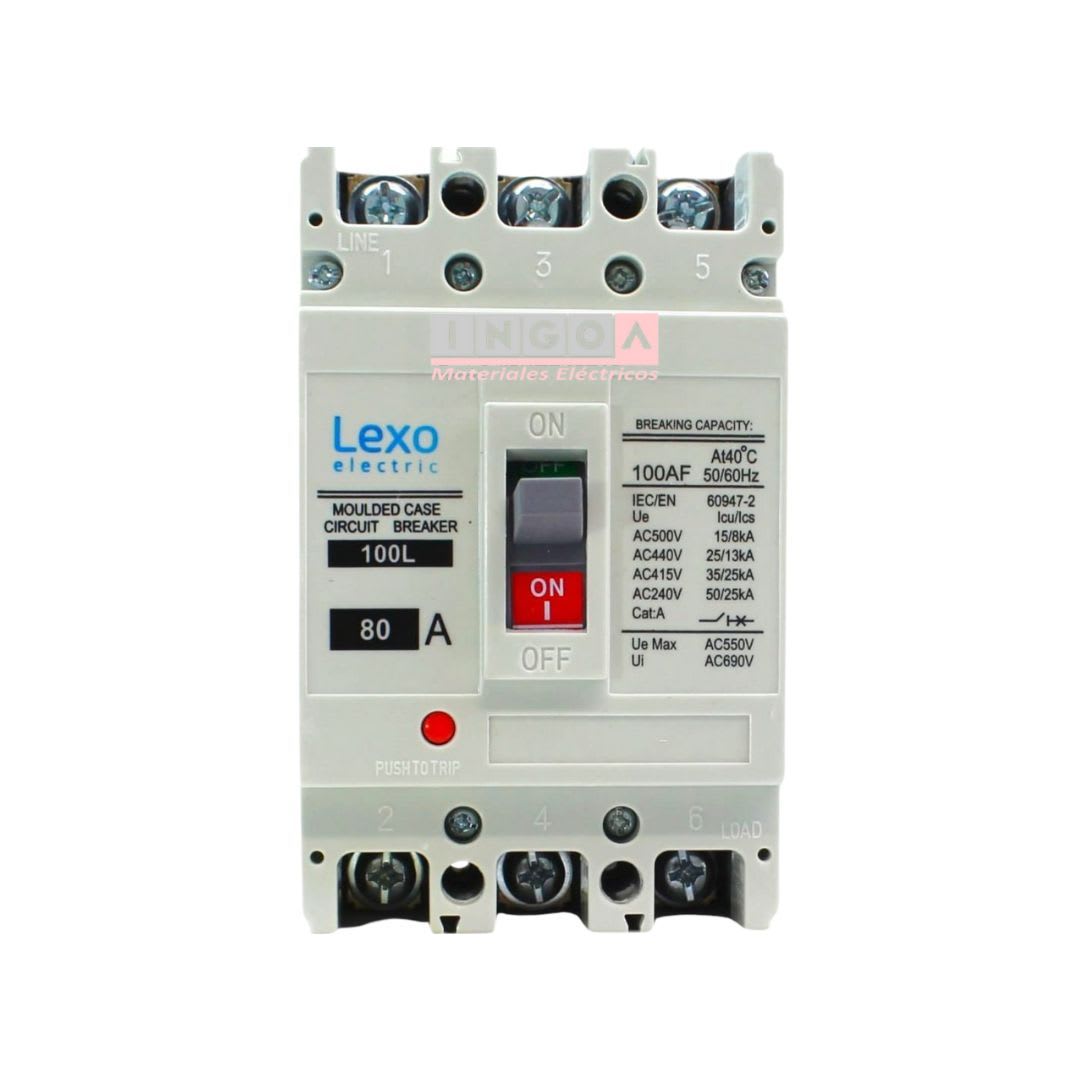 Interruptor Automatico Caja Moldeada 3x80A 35KA Lexo - Vista 2