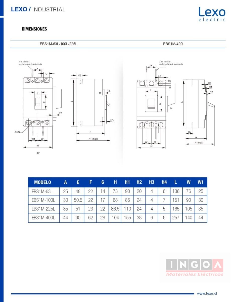 Interruptor Automatico Caja Moldeada 3x250A 50KA Lexo - Vista 9