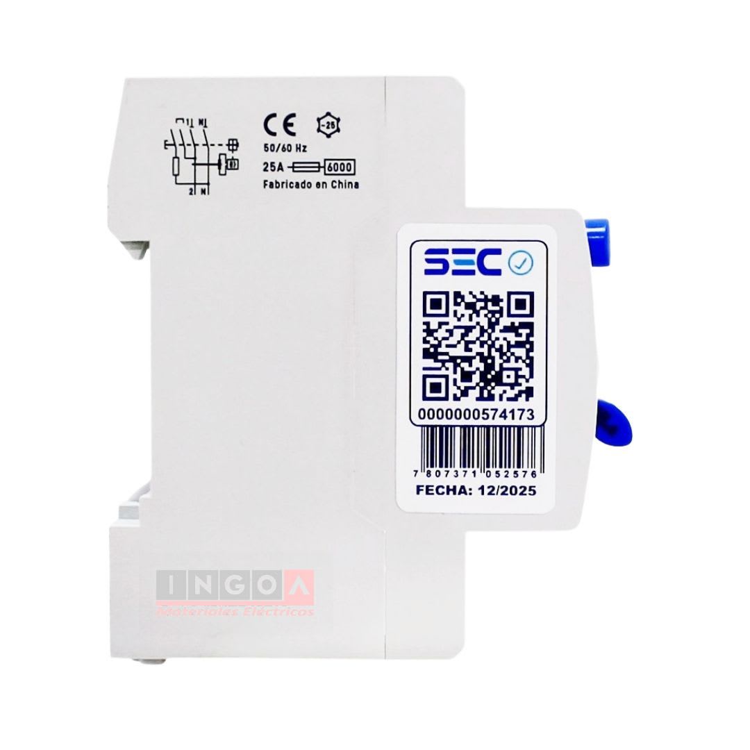 Int. Diferencial Lexo 2x25A 10mA Clase AC - Vista 3