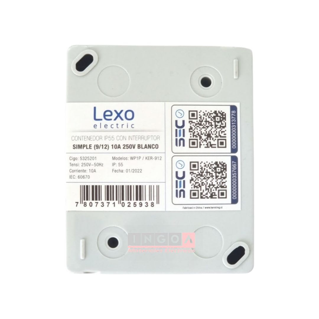 Caja Hidrobox Interperie con Interruptor Simple 9/12 10A 250V IP55 - Lexo6