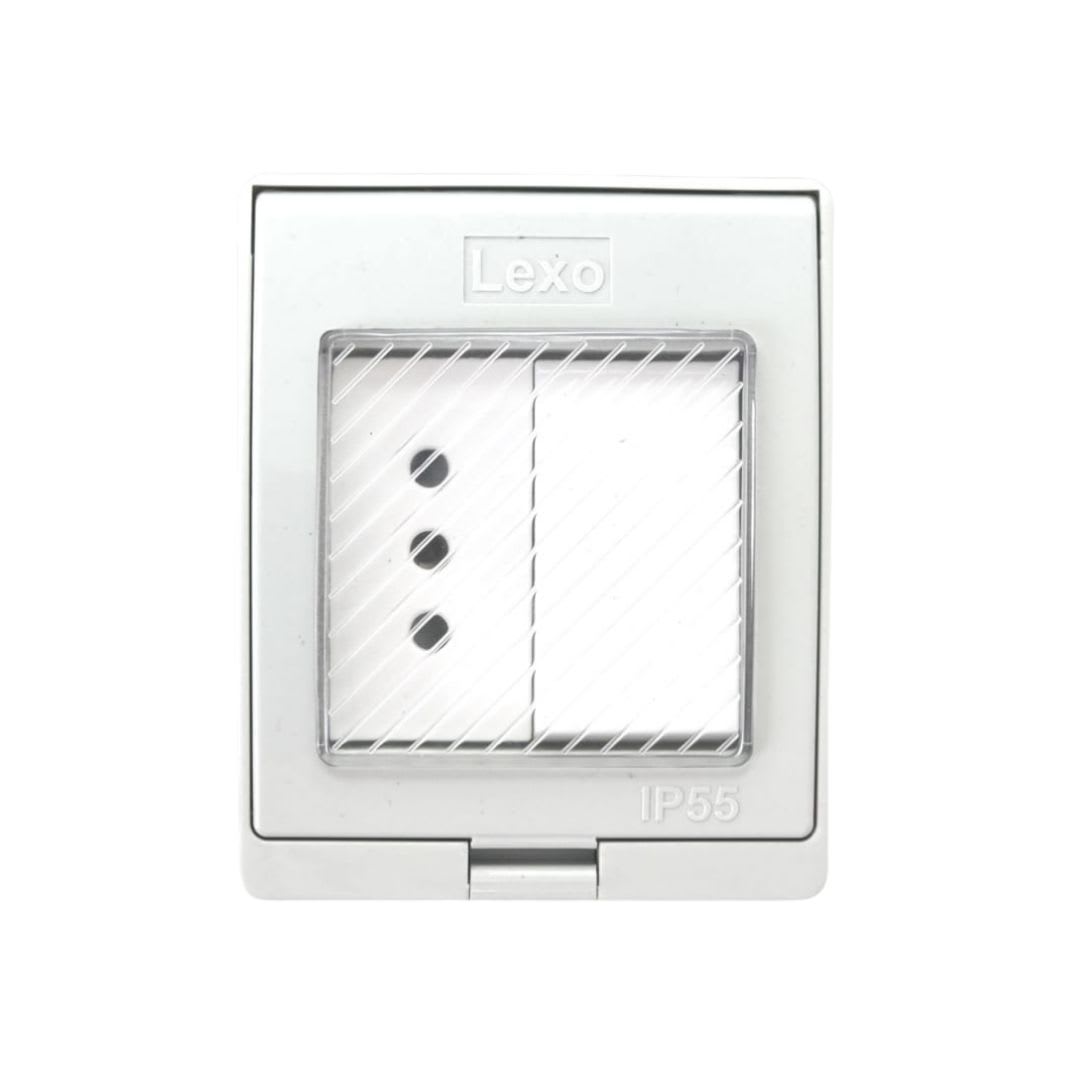 Caja Hidrobox Interperie con Interruptor Simple 9/12+Tomacorriente 10A 250V IP55 - Lexo - Imagen Principal