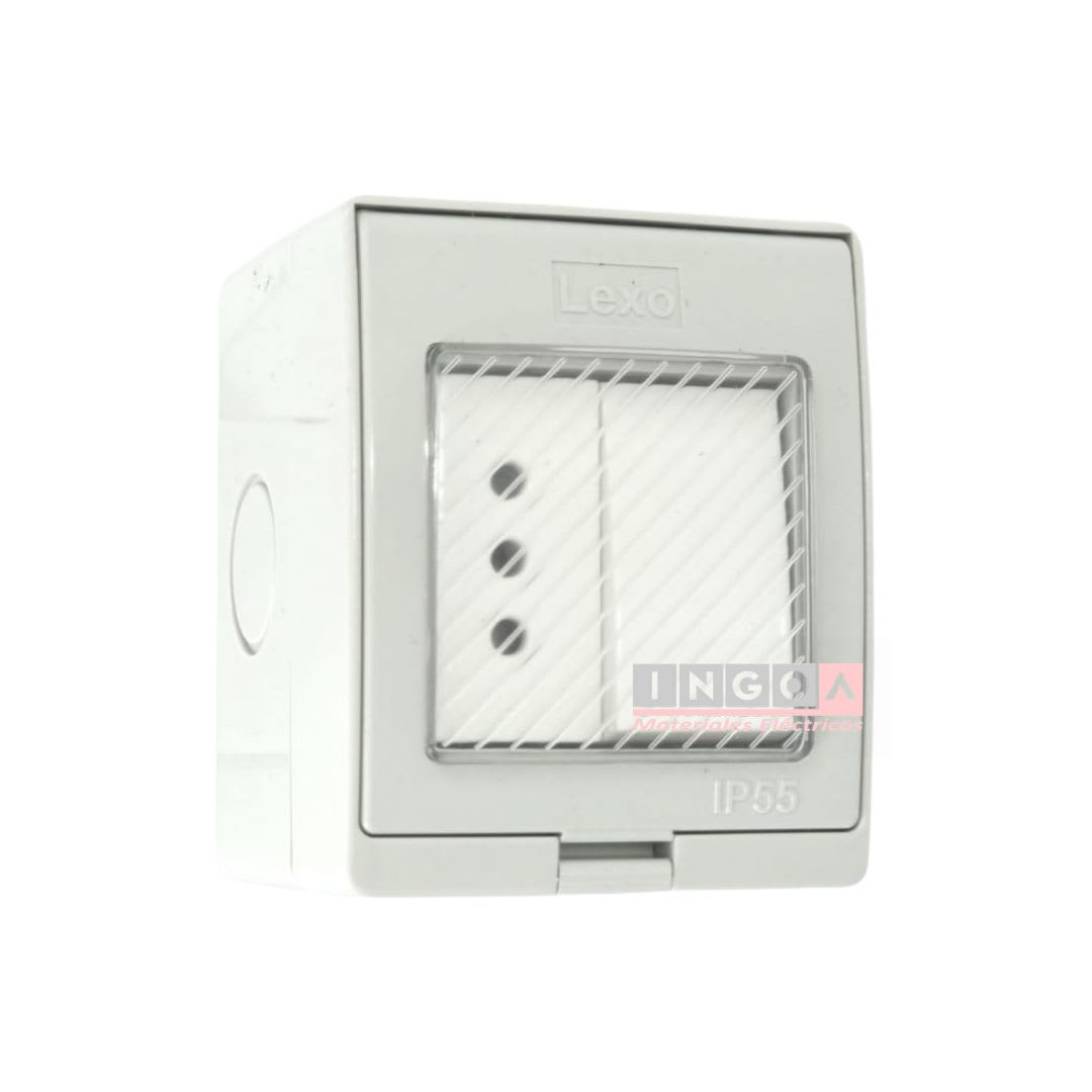 Caja Hidrobox Interperie con Interruptor Simple 9/12+Tomacorriente 10A 250V IP55 - Lexo2