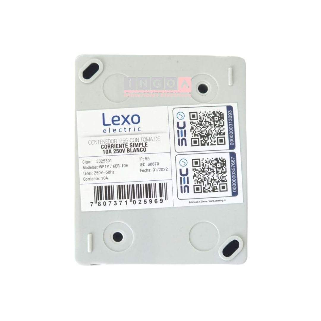 Caja Hidrobox Interperie con Tomacorriente Simple 10A 250V IP55 - Lexo6