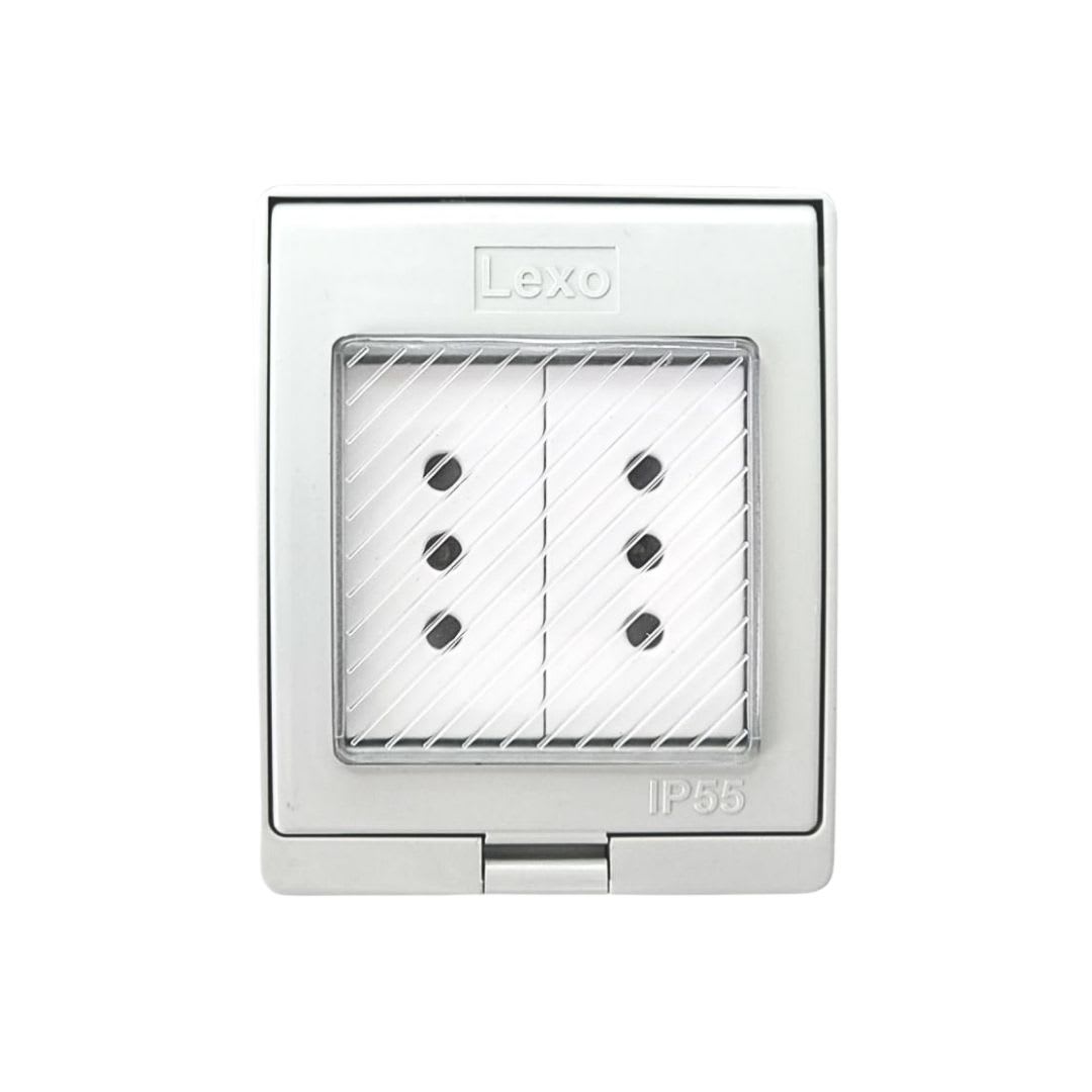 Caja Hidrobox Interperie con Tomacorriente Doble 10A 250V IP55 - Lexo 0