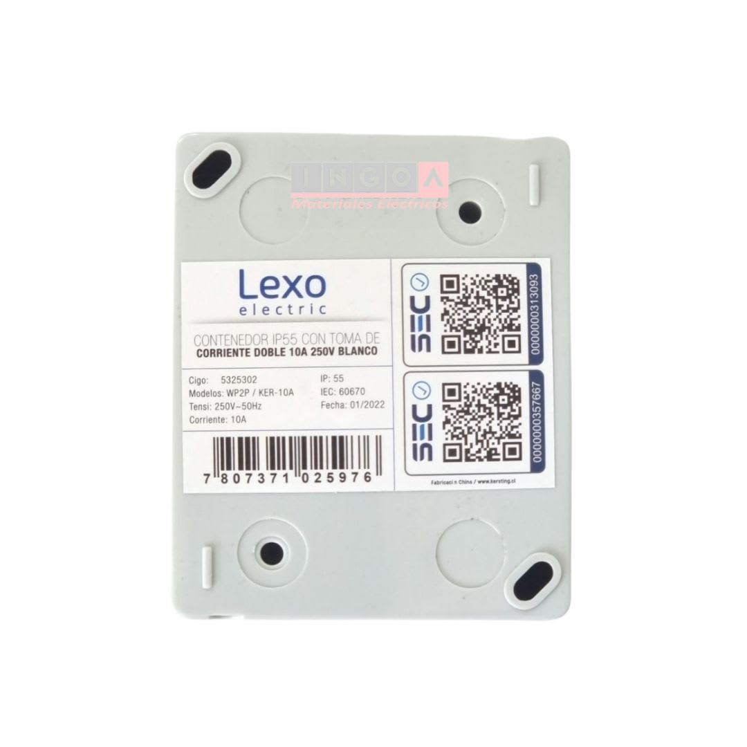 Caja Hidrobox Interperie con Tomacorriente Doble 10A 250V IP55 - Lexo6
