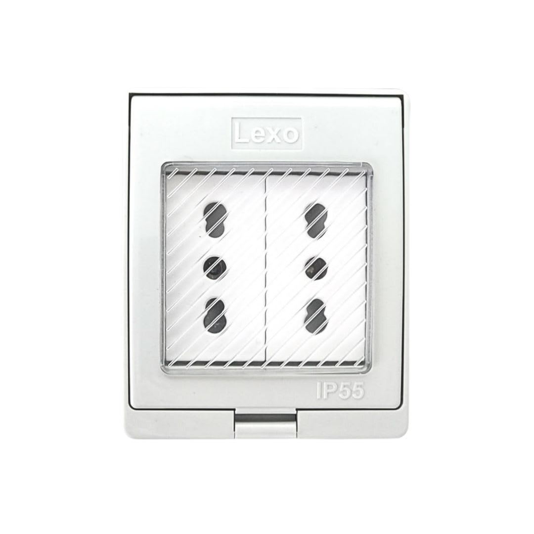 Caja Hidrobox Interperie con Tomacorriente Doble 10/16A 250V IP55 - Lexo 0