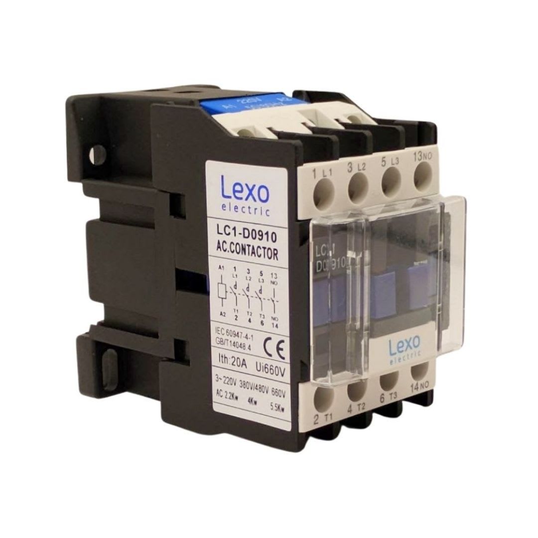 Contactor Trifasico 9A 1NO Bobina 220V Lexo 0