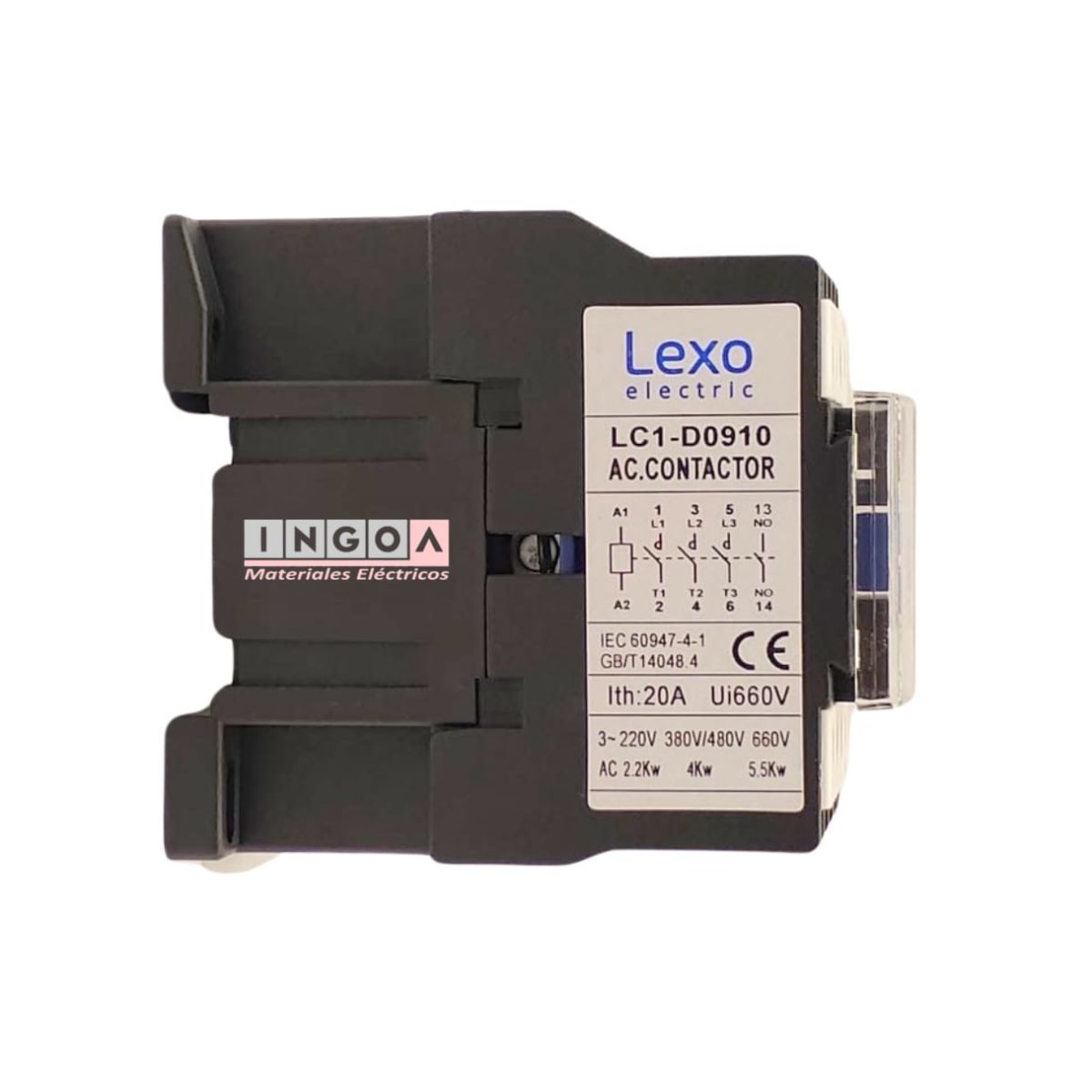 Contactor Trifasico 9A 1NO Bobina 220V Lexo - Vista 7