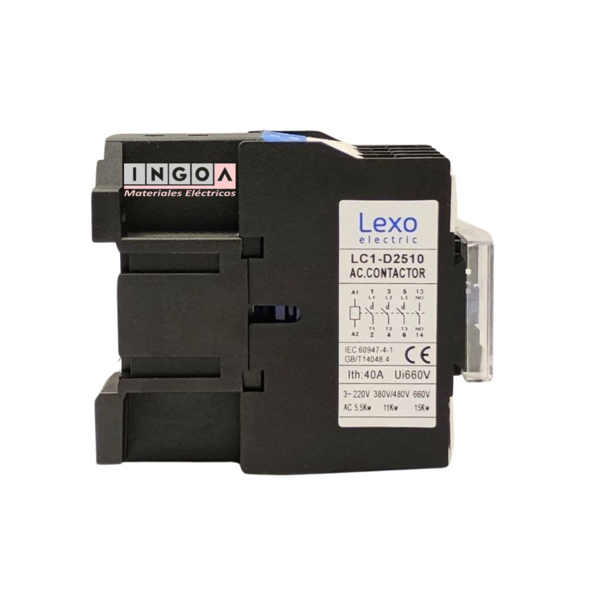 Contactor Trifasico 25A 1NO Bobina 220V Lexo - Vista 6