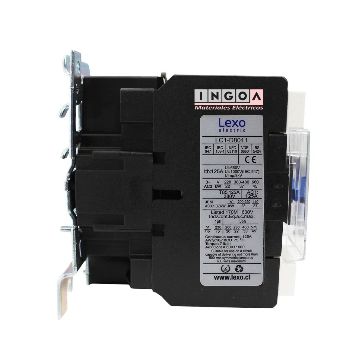 Contactor Trifasico 80A 1NO+1NC Bobina 220V Lexo - Vista 3