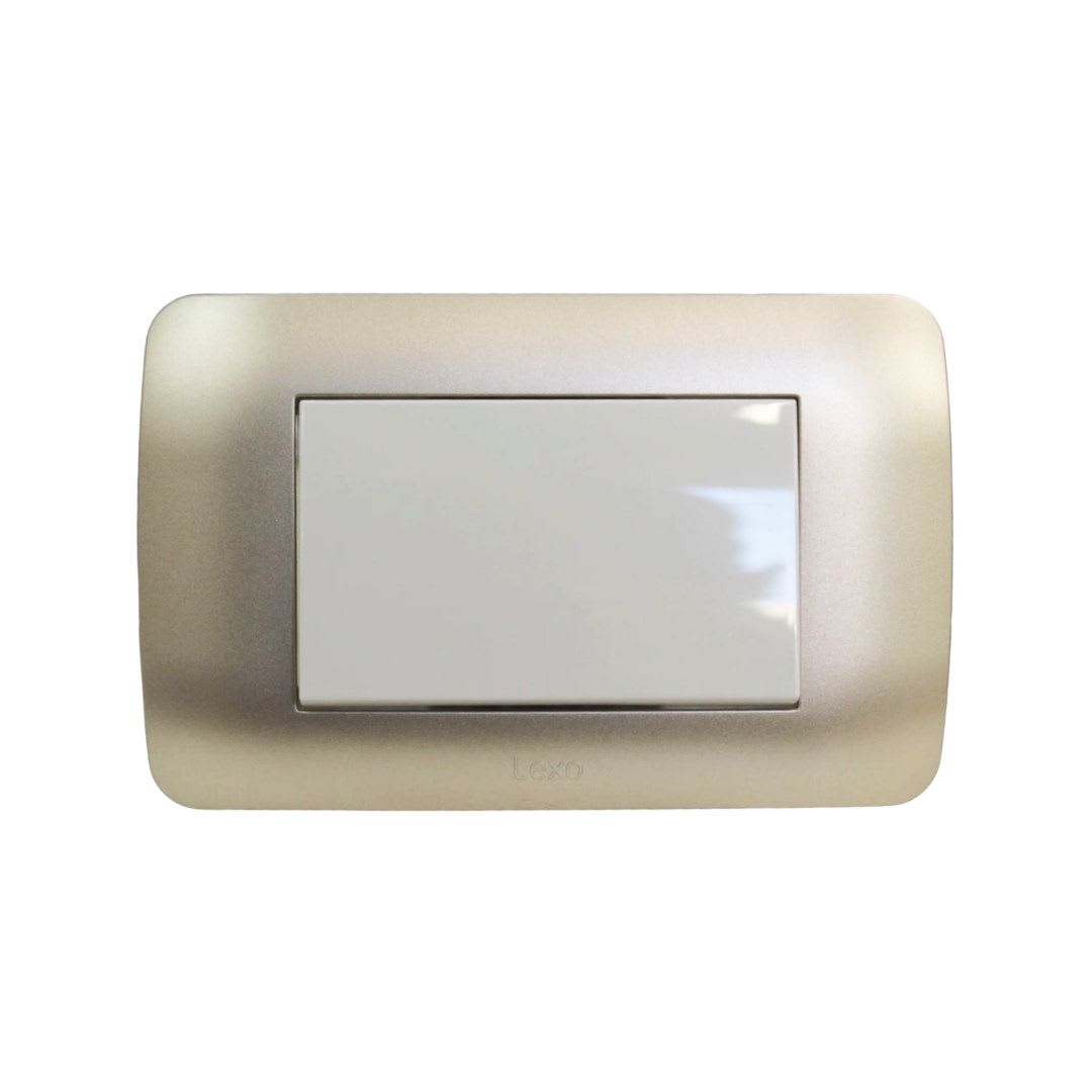 Interruptor Emb. 9/12 Teclon 73MM 10A 250V Mod. Beige Placa Titanio Lexo 0