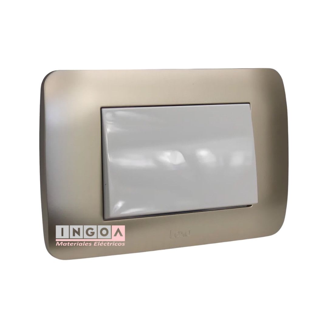 Interruptor Emb. 9/12 Teclon 73MM 10A 250V Mod. Beige Placa Titanio Lexo2