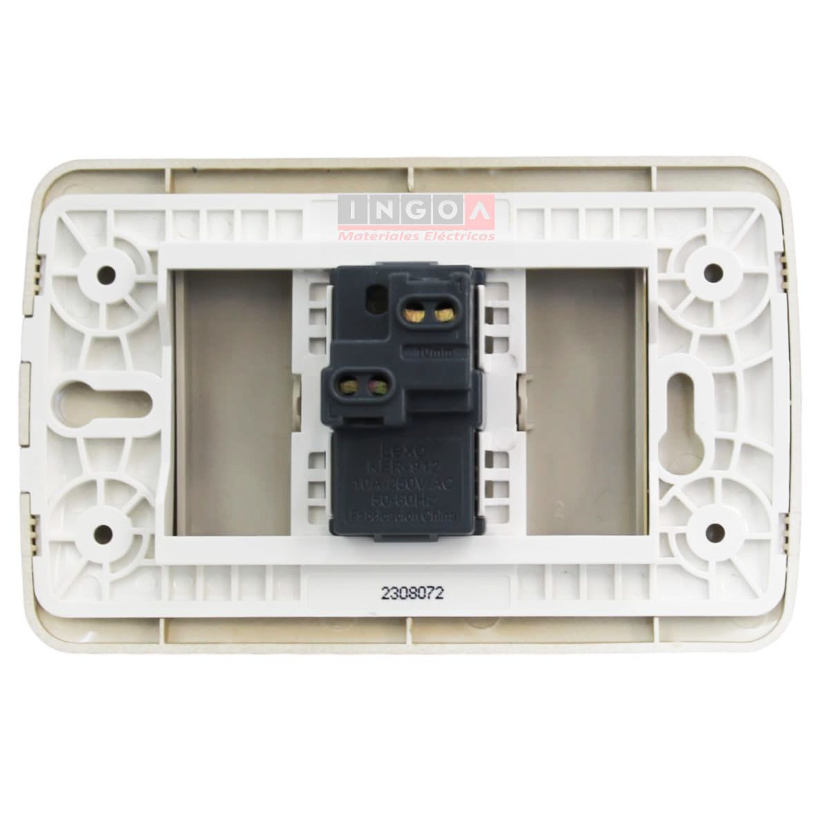Interruptor Emb. 9/12 Teclon 73MM 10A 250V Mod. Beige Placa Titanio Lexo3