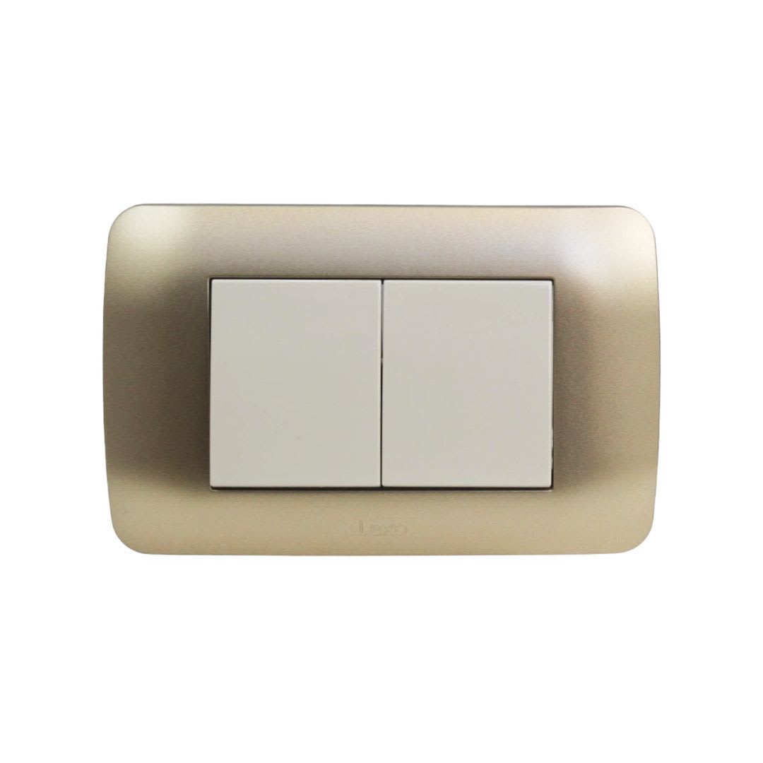 Interruptor Doble Emb. 9/15 Teclones 35,6MM 10A 250V Beige/Titanio Lexo 0