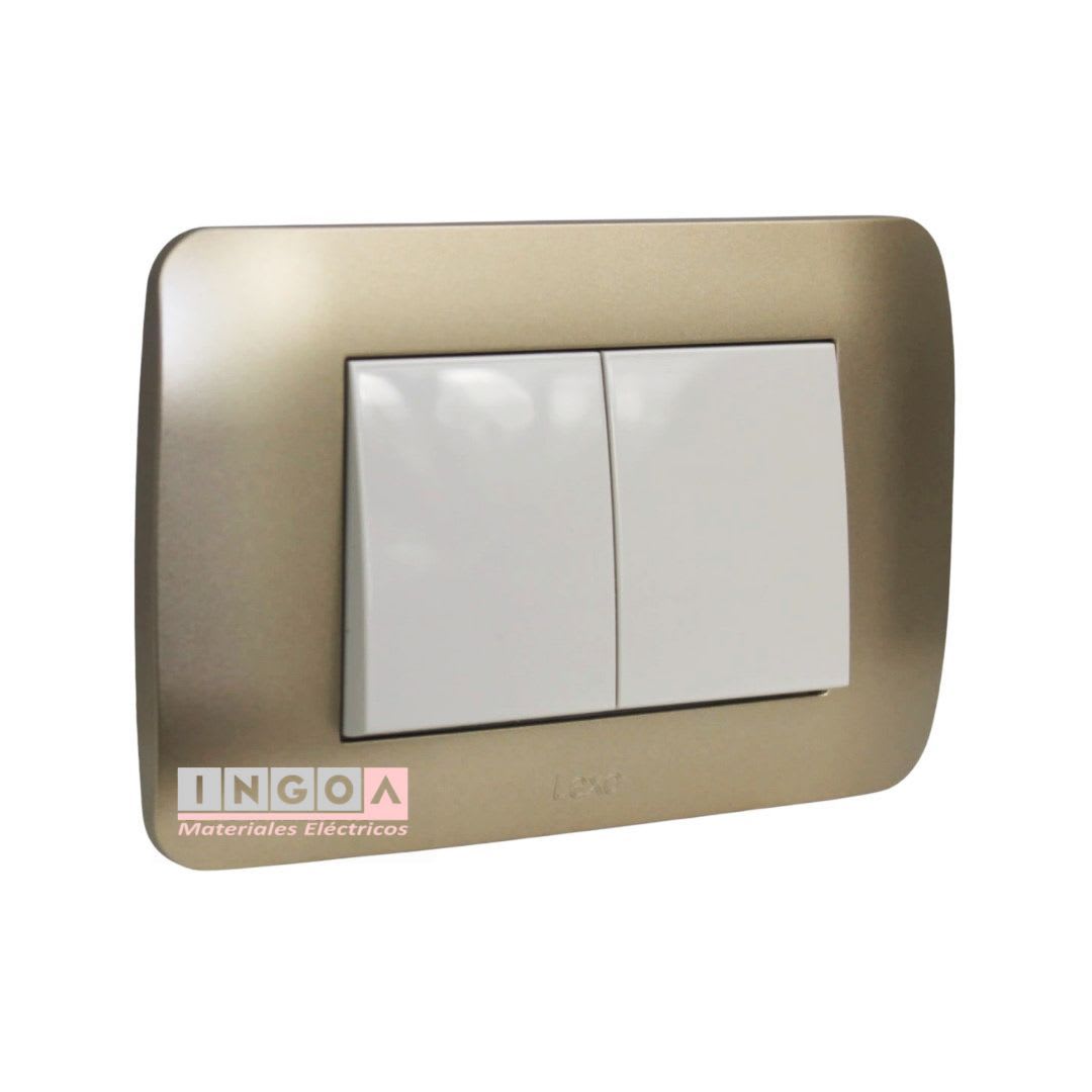 Interruptor Doble Emb. 9/15 Teclones 35,6MM 10A 250V Beige/Titanio Lexo2