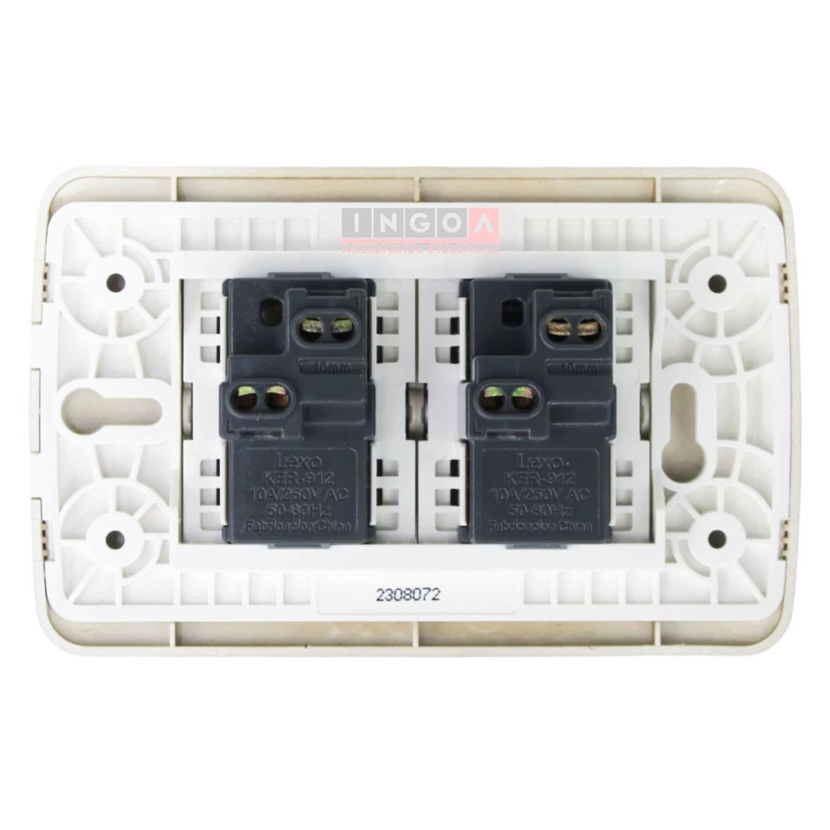 Interruptor Doble Emb. 9/15 Teclones 35,6MM 10A 250V Beige/Titanio Lexo3
