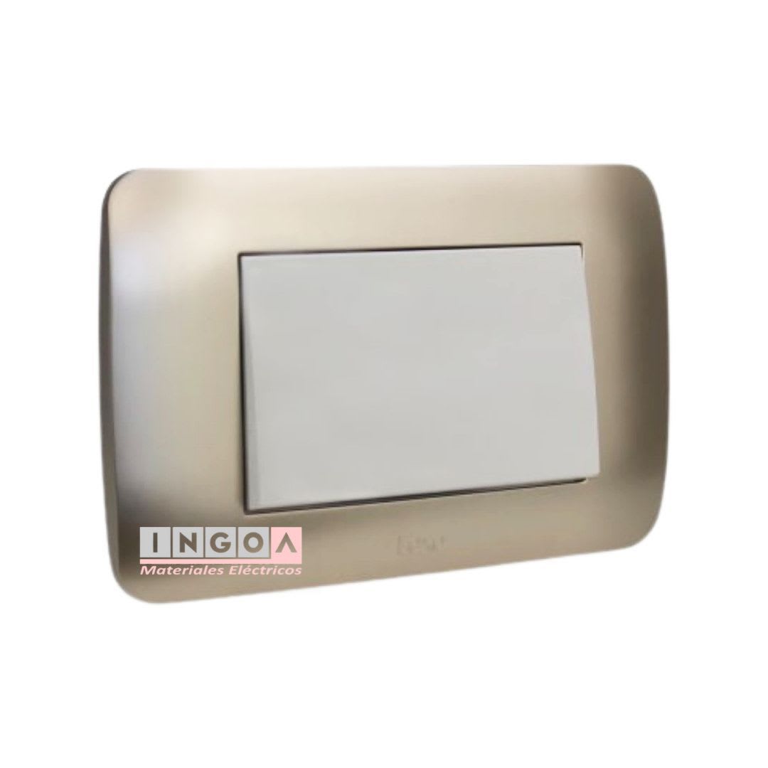 Interruptor Emb. 9/24 Teclon 73MM 10A 250V Mod. Beige Placa Titanio Lexo2