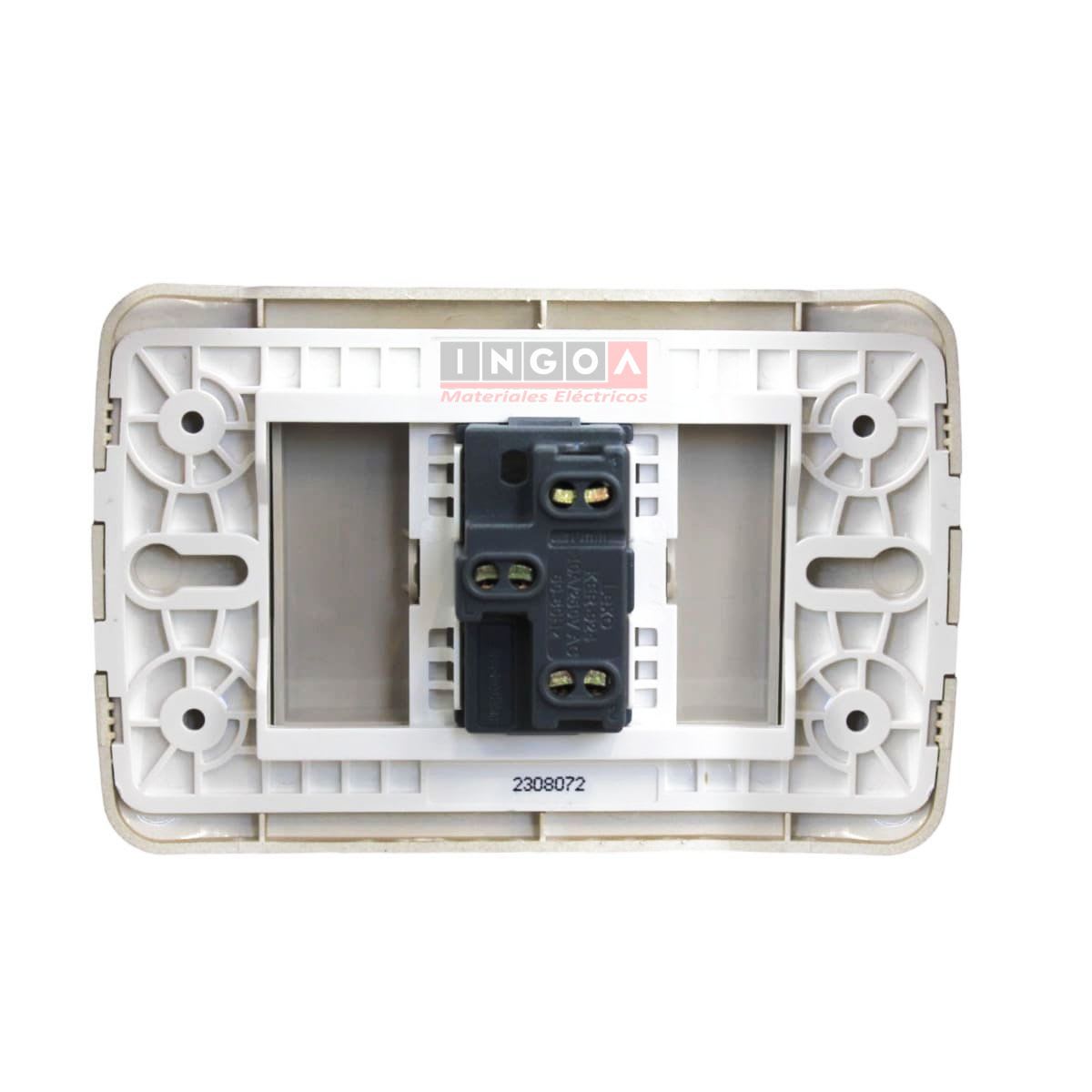 Interruptor Emb. 9/24 Teclon 73MM 10A 250V Mod. Beige Placa Titanio Lexo3