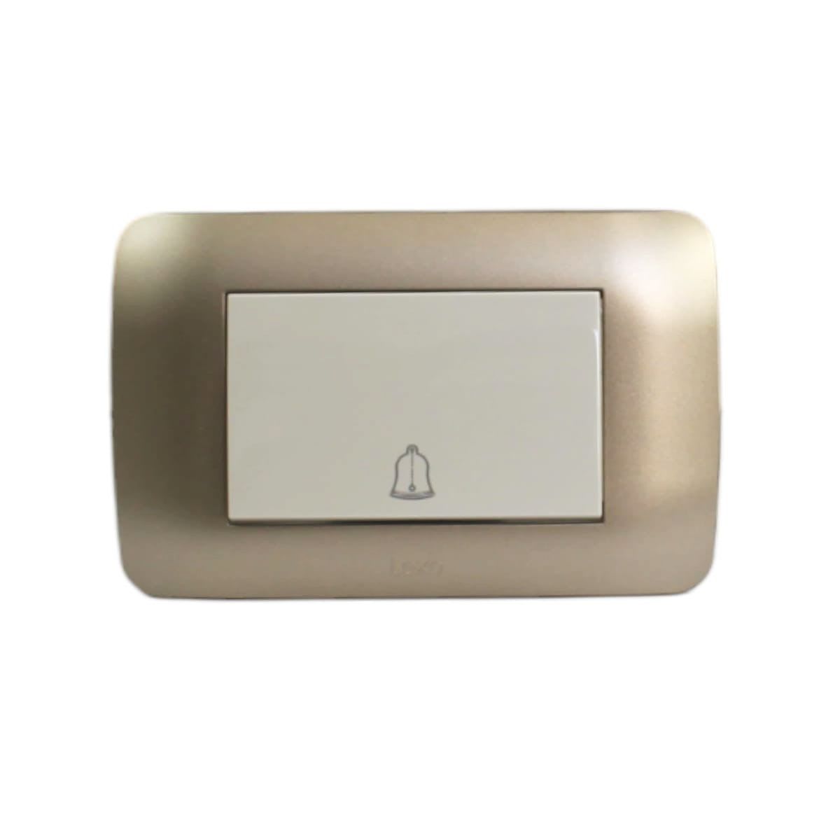 Interruptor Pulsador Timbre Teclon 73MM Emb. 10A 250V Beige/Titanio Lexo 0