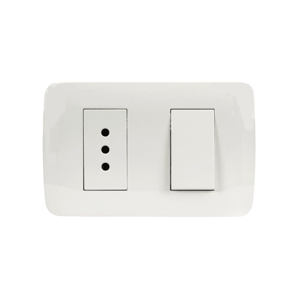 Interruptor Simple Emb. 9/12 + Enchufe 10A 250V Blanco - Lexo 0