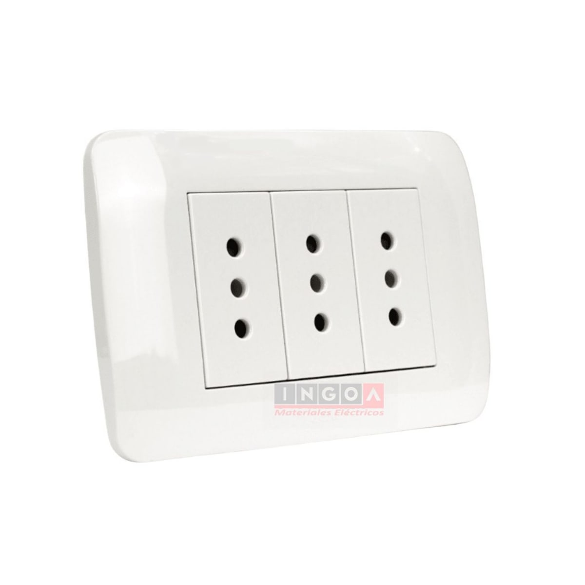 Enchufe Triple Emb. 10A 250V Blanco - Lexo - Vista 2