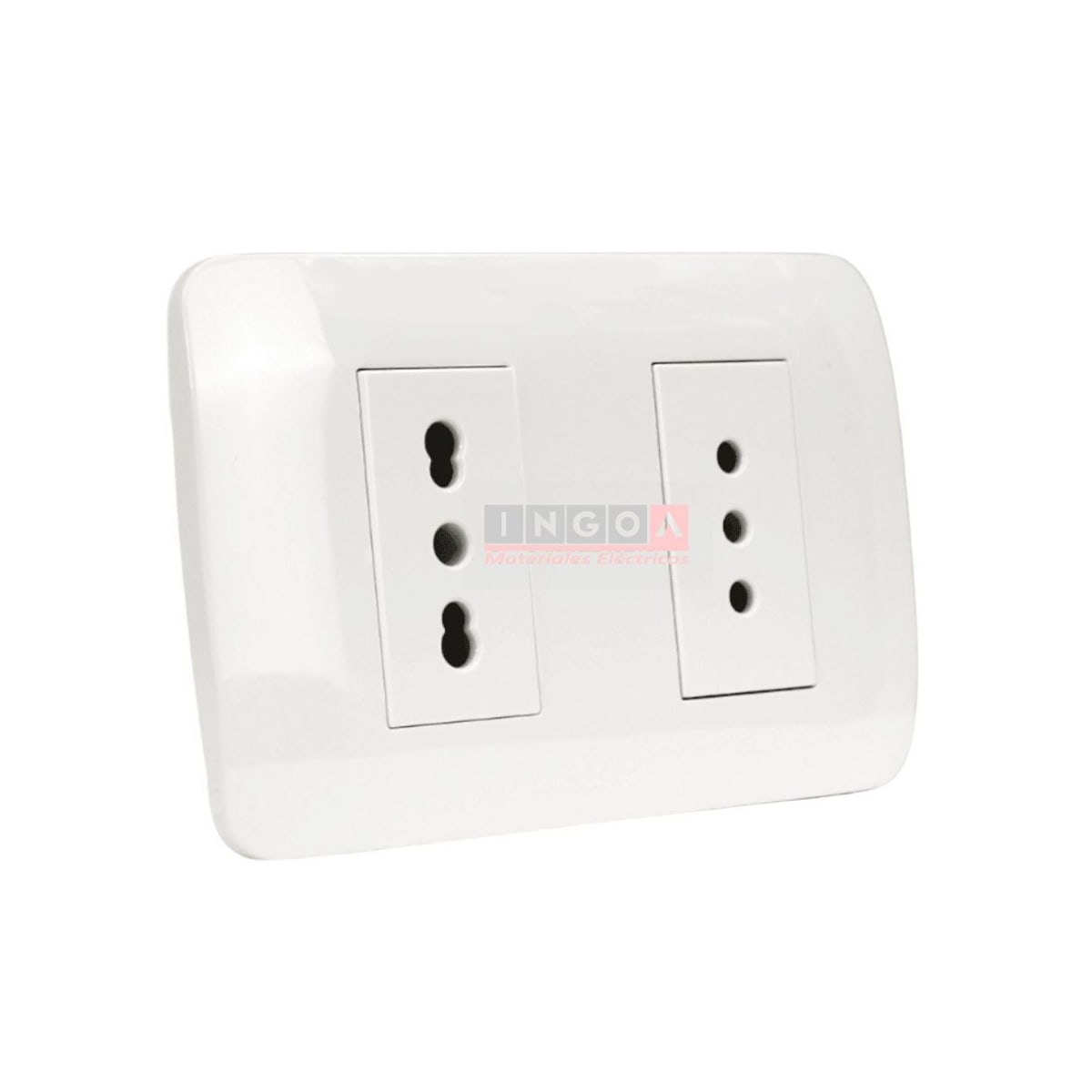 Enchufe Doble Emb. 10A + 10/16A 250V Blanco - Lexo - Vista 2