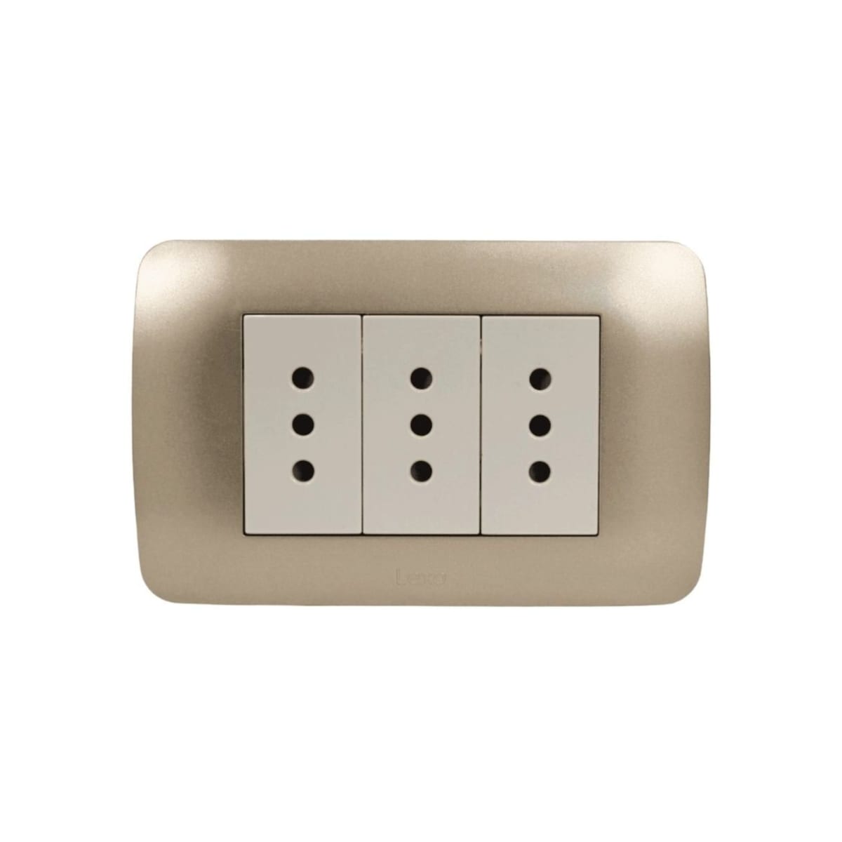 Enchufe Triple Emb. 10A 250V Mod. Beige Placa Titanio - Lexo - Imagen Principal