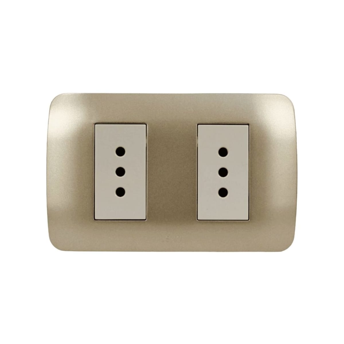 Enchufe Doble Emb. 10A 250V Mod. Beige Placa Titanio - Lexo 0