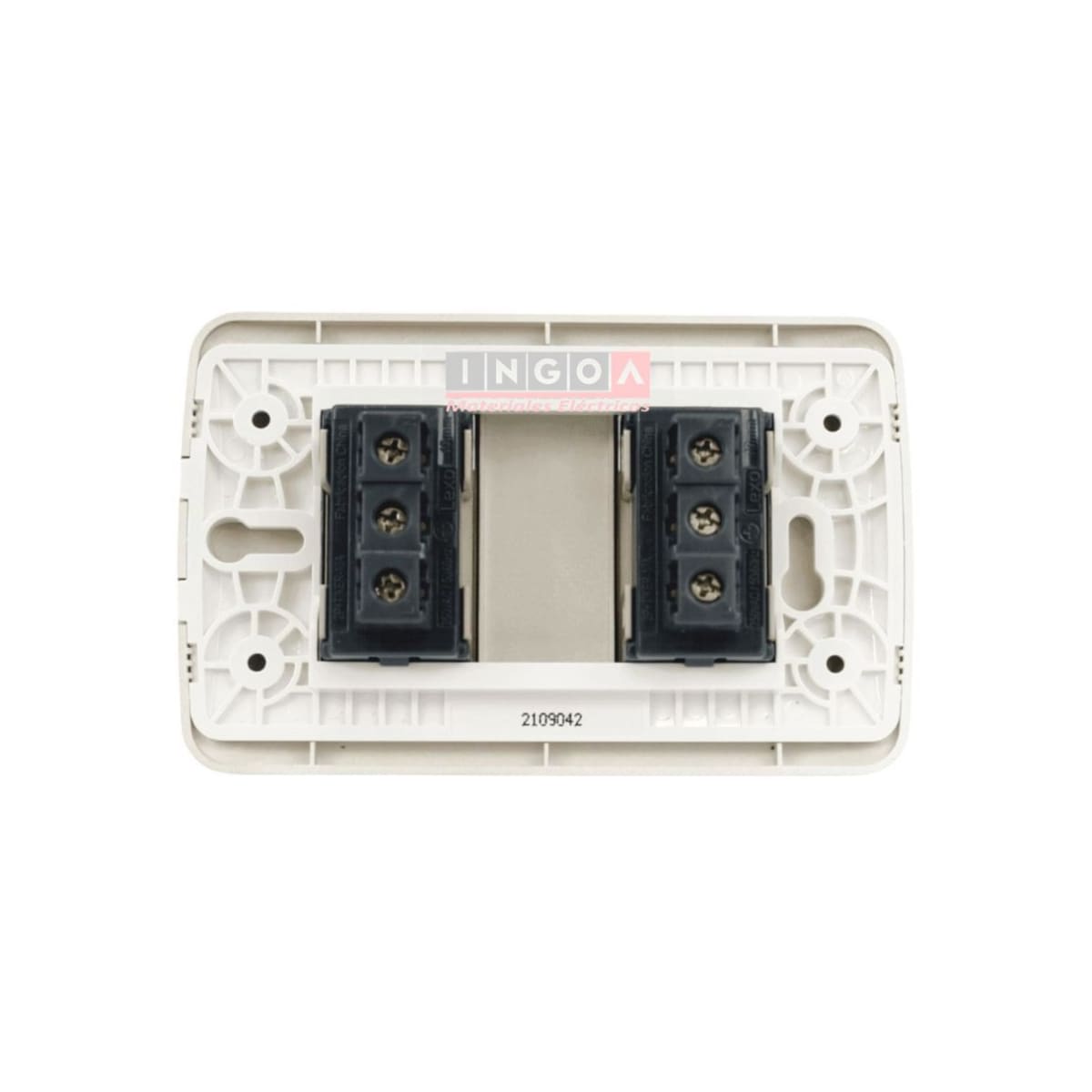 Enchufe Doble Emb. 10A 250V Mod. Beige Placa Titanio - Lexo - Vista 3
