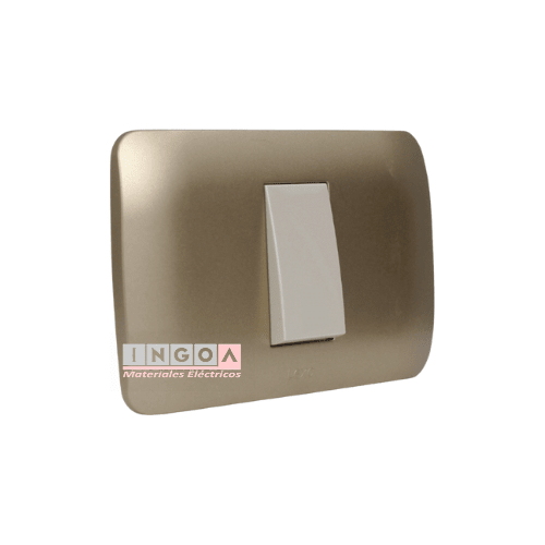 Interruptor Simple Emb. 9/12 10A 250V Mod. Beige Placa Titanio - Lexo - Vista 2
