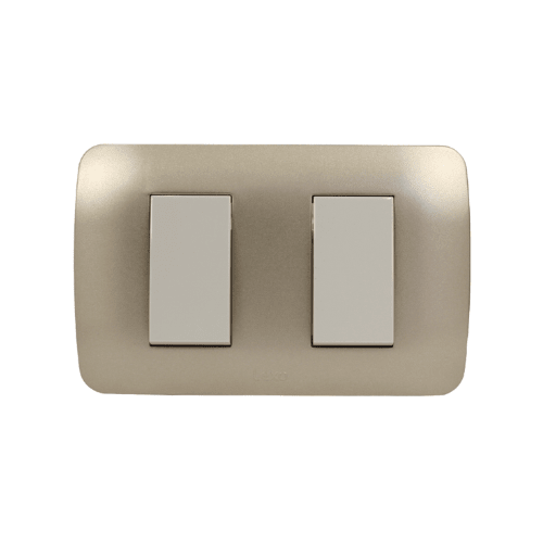 Interruptor Doble Emb. 9/15 10A 250V Mod. Beige Placa Titanio Lexo 0