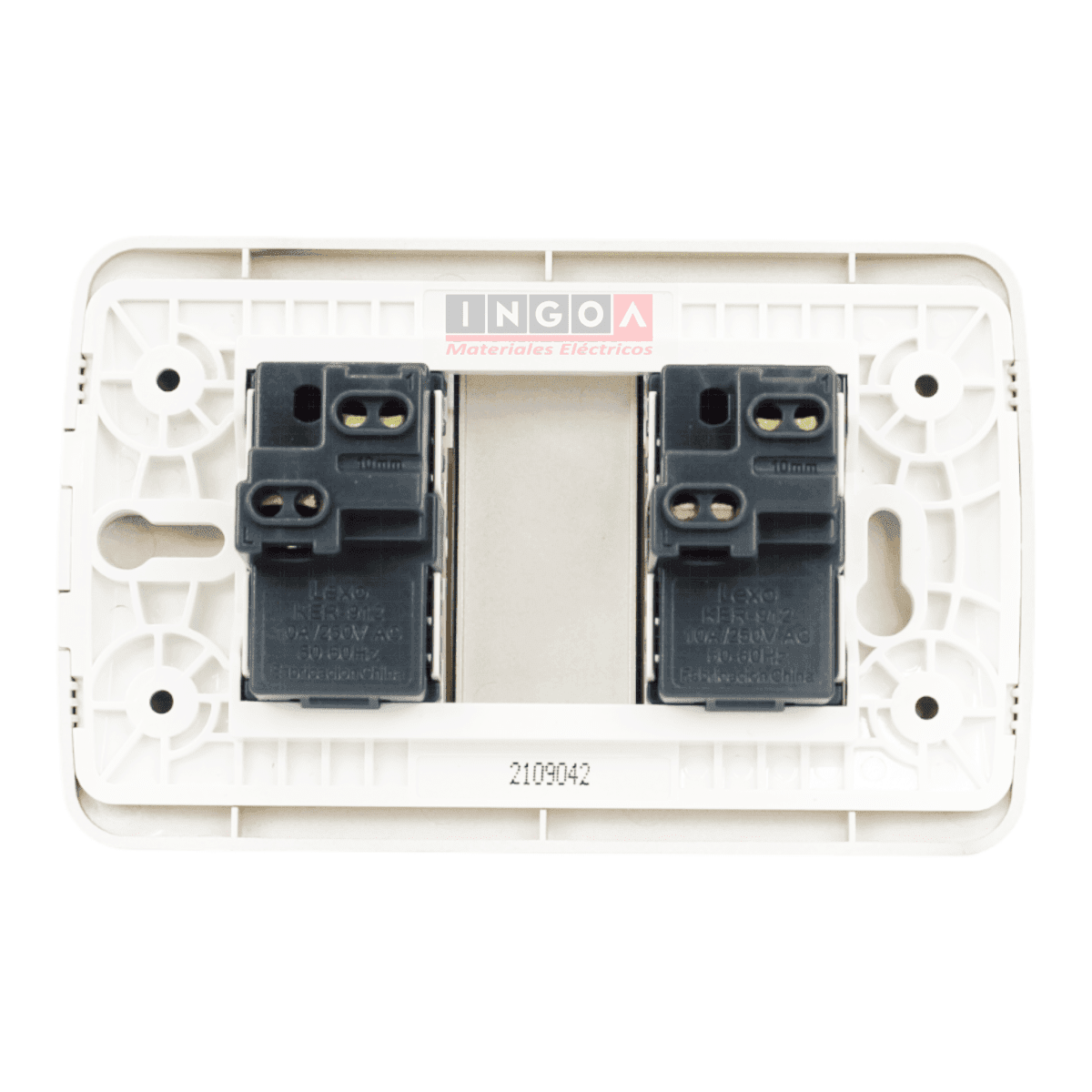 Interruptor Doble Emb. 9/15 10A 250V Mod. Beige Placa Titanio Lexo - Vista 3