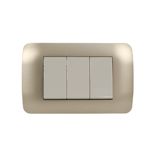 Interruptor Triple Emb. 9/32 10A 250V Mod. Beige Placa Titanio - Lexo 0