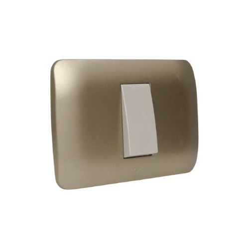 Interruptor Simple Emb. 9/24 10A 250V Mod. Beige Placa Titanio - Lexo2