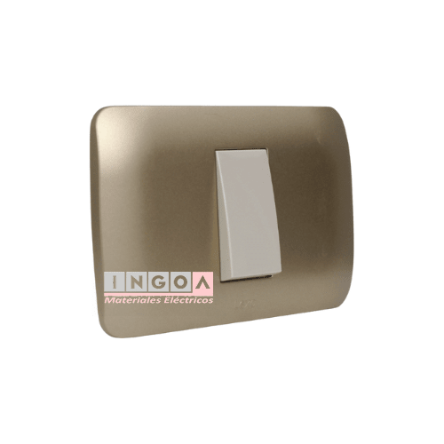 Interruptor Simple Emb. 9/24 10A 250V Mod. Beige Placa Titanio - Lexo - Vista 2