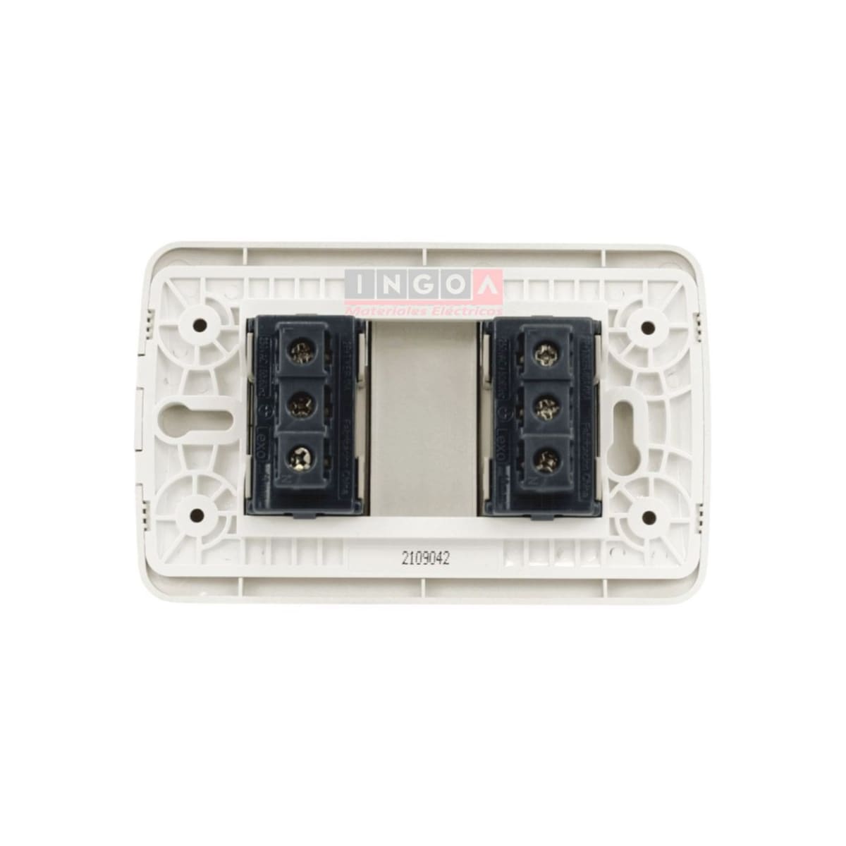 Enchufe Doble Emb. 10A+ 10/16A 250V Mod. Beige Placa Titanio - Lexo - Vista 3