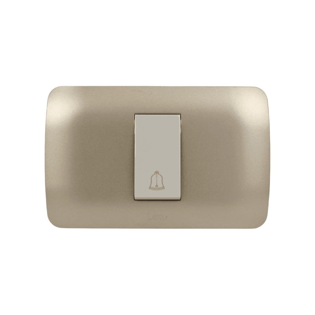 Interruptor Pulsador Timbre Emb. 10A 250V Mod. Beige Placa Titanio Lexo 0